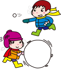 イラスト：雪で遊ぶ子ども