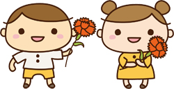 イラスト：お花を持つ子ども