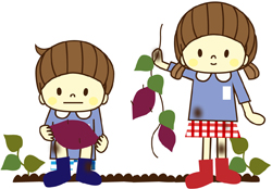 イラスト：芋掘りをする子ども