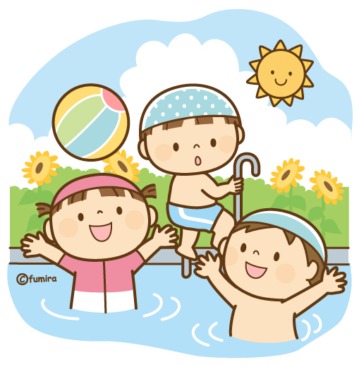 イラスト：プールで遊ぶ子ども