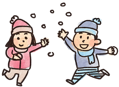 イラスト：雪遊びをする子ども