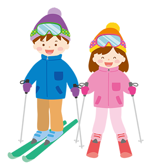 イラスト：スキーをする子ども