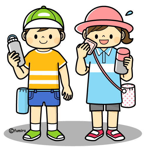 イラスト：水筒を携えた子ども