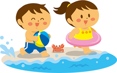 イラスト：海水浴を楽しむ子ども
